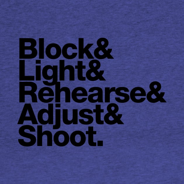 Block Light Rehearse Adjust Shoot by Filmmakers